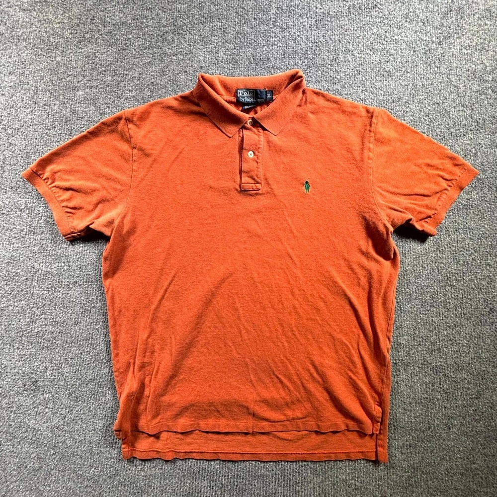 Polo Ralph Lauren Polo Shirt Men's XL Sailing Orange Mesh Slim Fit Tennis Active